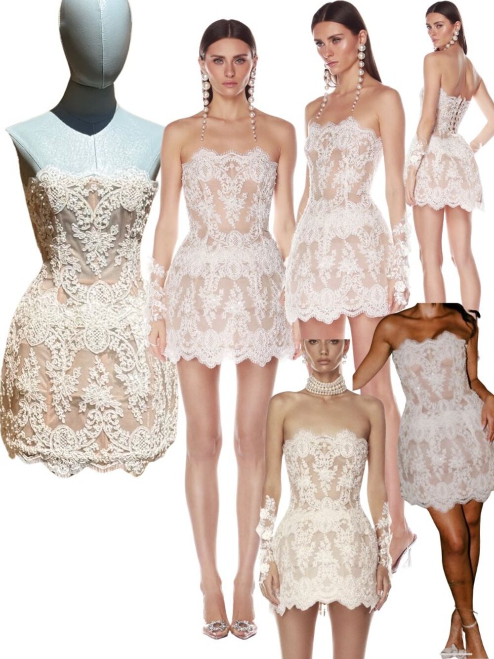 🆕 BRONX & BANCO 🧿 NWOT Maraya Blanc Lace Mini Dress, Sz XS US 2